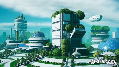 Stylized Solarpunk City ( Stylized Solar City Solarpunk City Solar 3D Stylised )