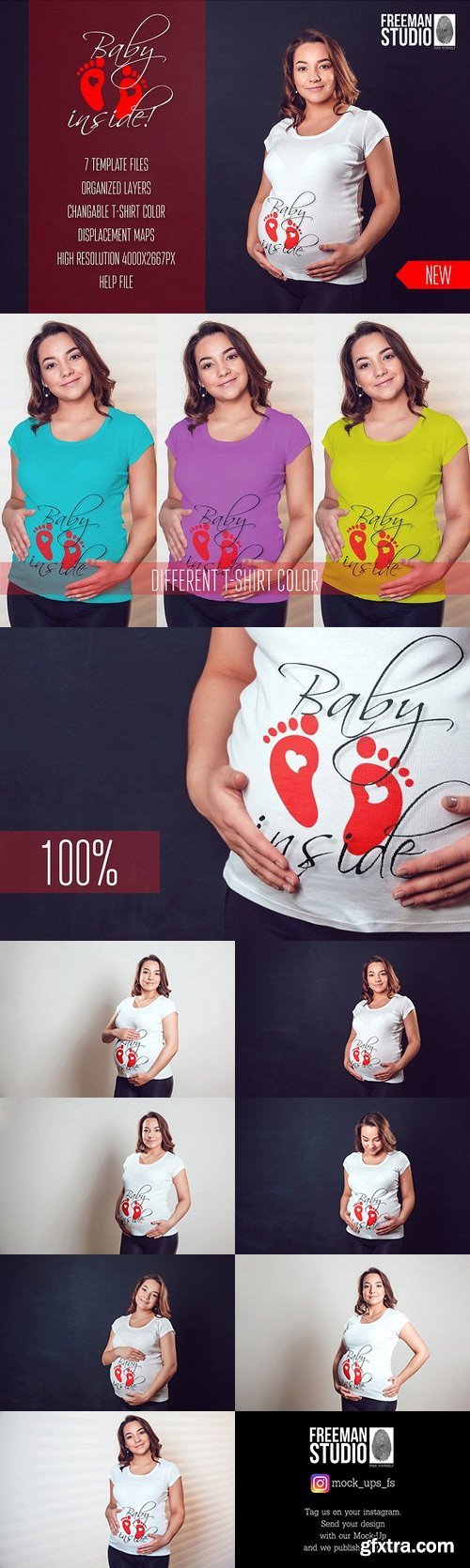 CreativeMarket - Pregnant Woman T-Shirt Mock-Up 989895