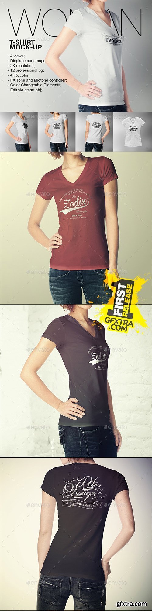 GraphicRiver - Woman T-Shirt Mock-Up 10956230