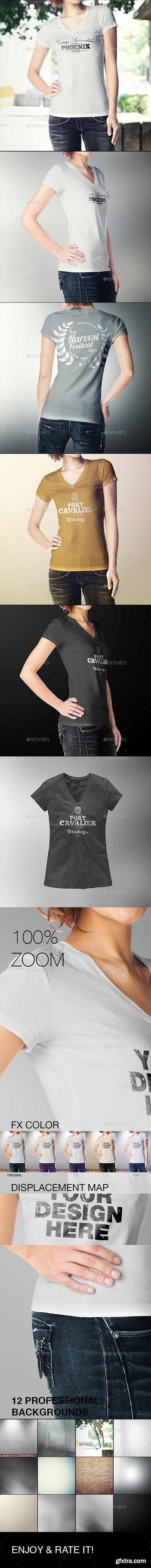 GraphicRiver - Woman T-Shirt Mock-Up 10956230