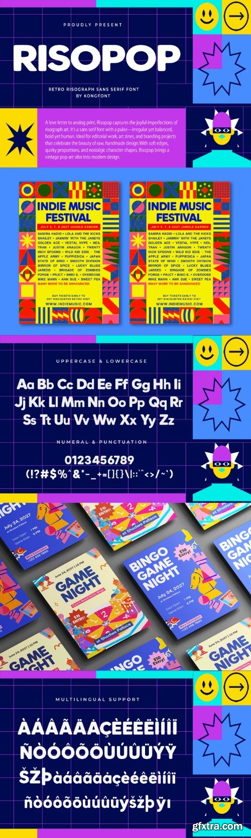 Risopop – Retro Risograph Sans Serif Font