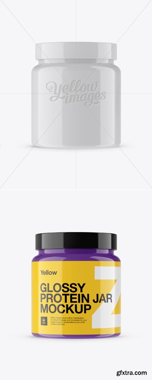 YellowImages - Glossy Protein Jar Mockup - Front View 13770