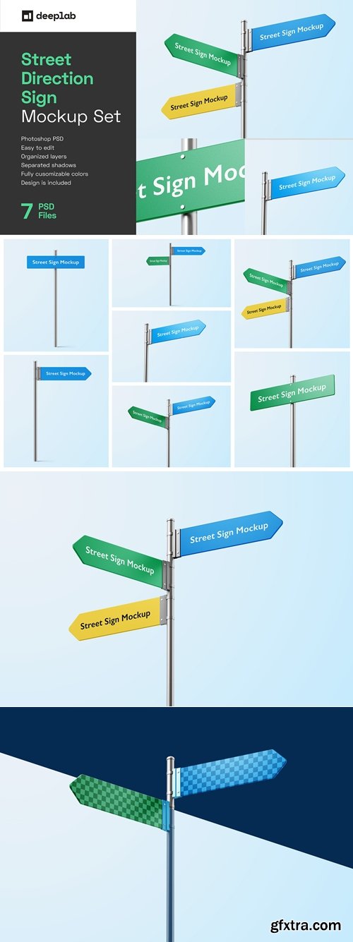 CreativeMarket - Street Direction Sign Mockup Set 7127570
