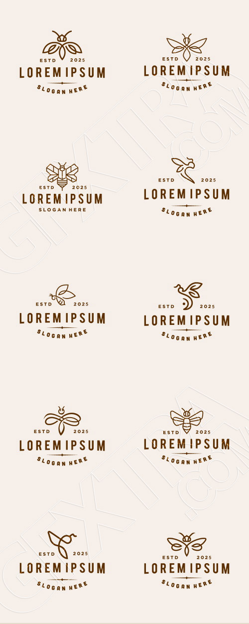 Bee Logo Line Vectors 10xEPS Bee Logo Line Vectors 10xEPS