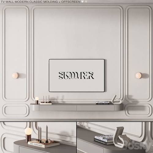 '3dsky Pro - 227 tv wall kit 09 modern classic molding 01'