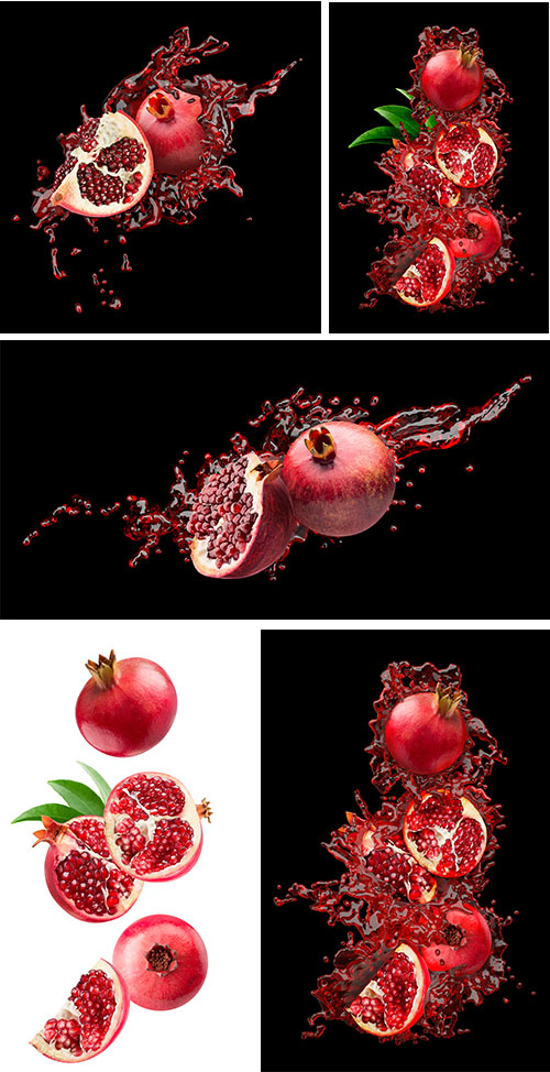 Pomegranate Fruits on White Background Collection 100xJPG