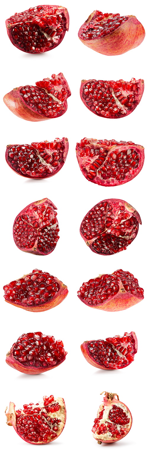 Pomegranate Fruits on White Background Collection 100xJPG