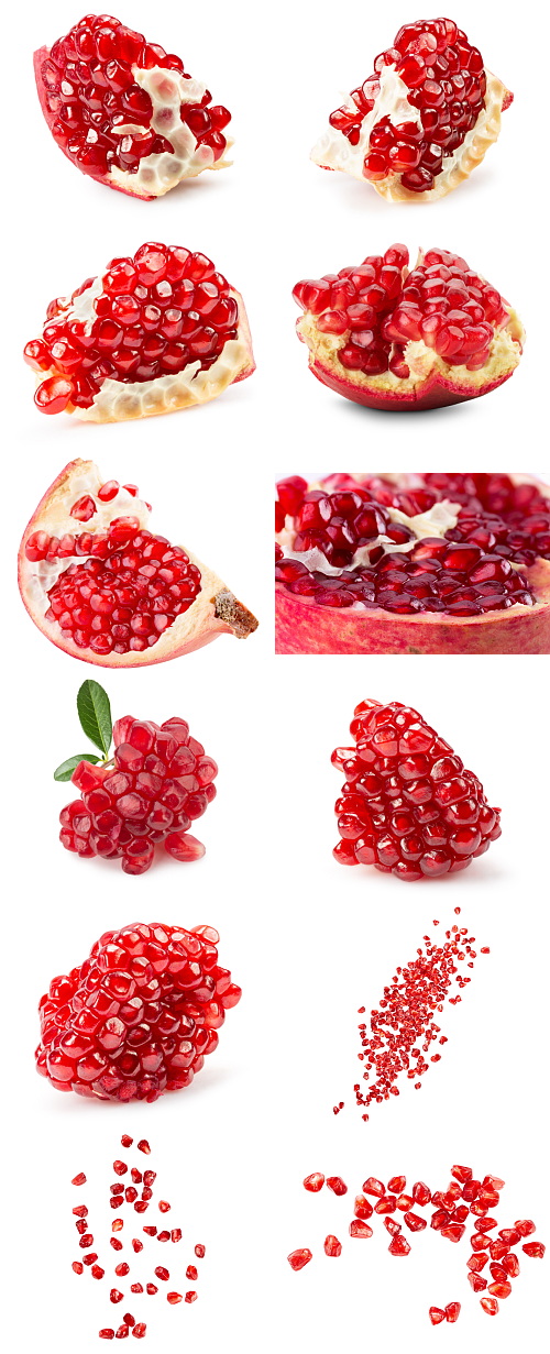 Pomegranate Fruits on White Background Collection 100xJPG