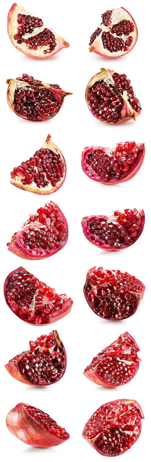 Pomegranate Fruits on White Background Collection 100xJPG