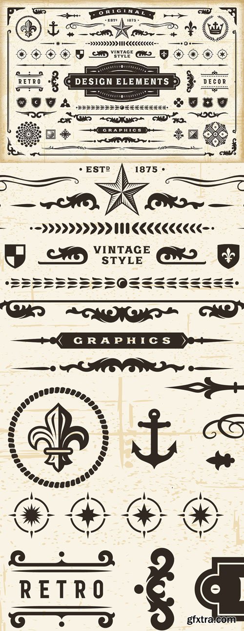 Vintage Design Elements Vector Set