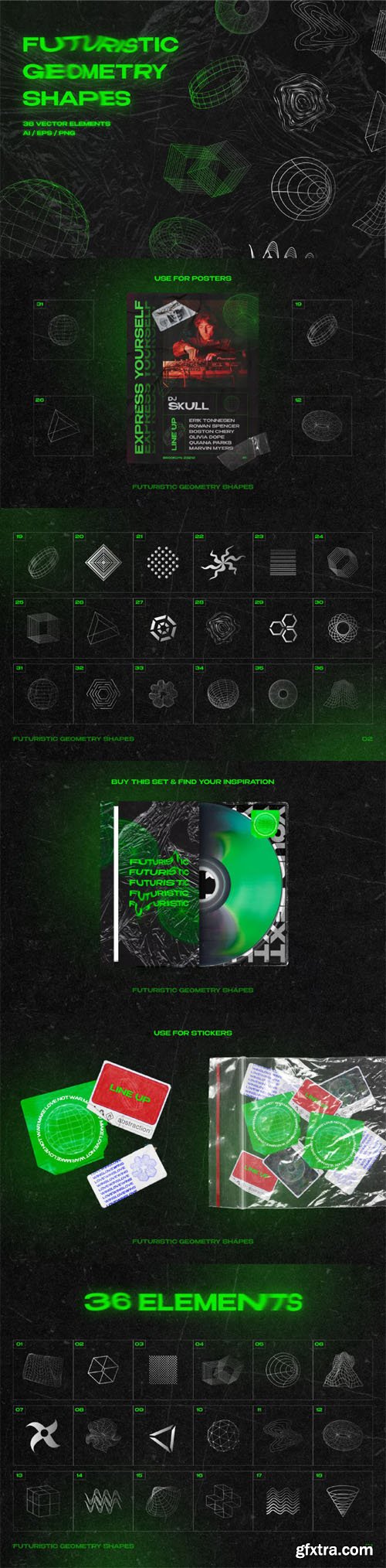 Futuristic Geometry Shapes - 36 Vector Elements