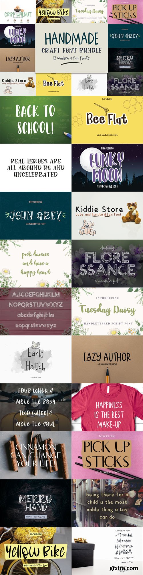 Handmade Craft Font Bundle - 12 Premium Fonts