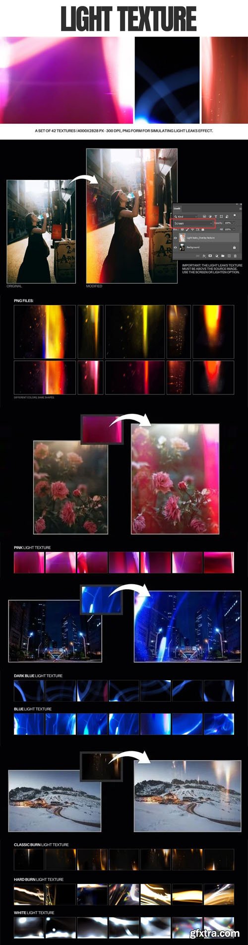 40+ Light Leaks Overlays for Photoshop