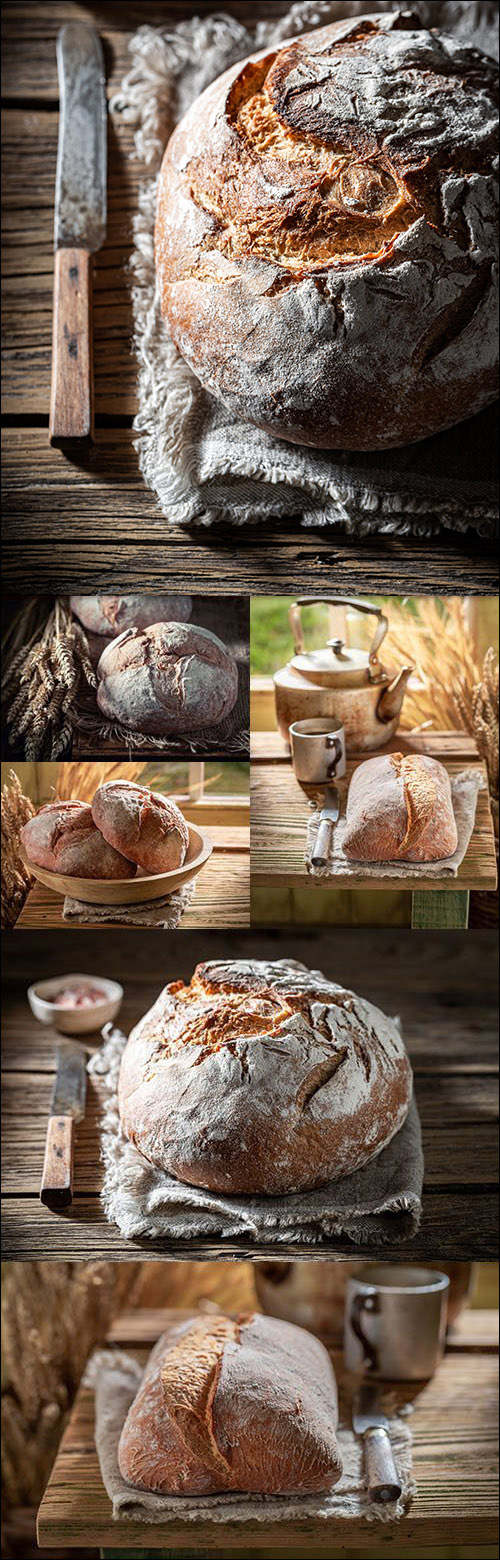 Loaf Fragrant Bread and Stalks of Wheat 5xJPG