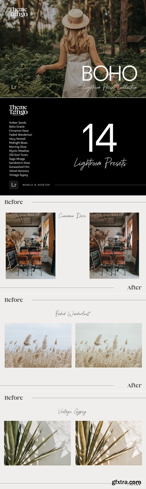 CreativeMarket - 14 Dreamy Bohemian Lightroom Presets 291164456