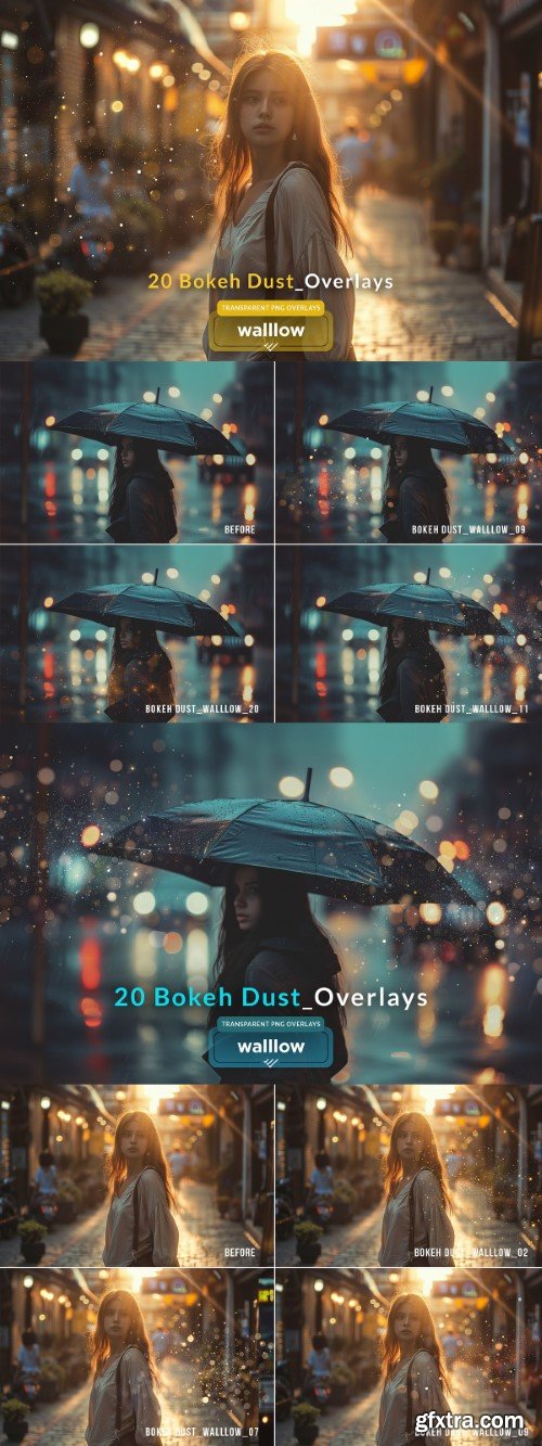 Creativemarket - Bokeh dust Transparent PNG overlays