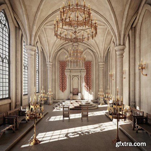 CGAxis - Throne Room Kitbash Bundle CGAxis - Throne Room Kitbash Bundle