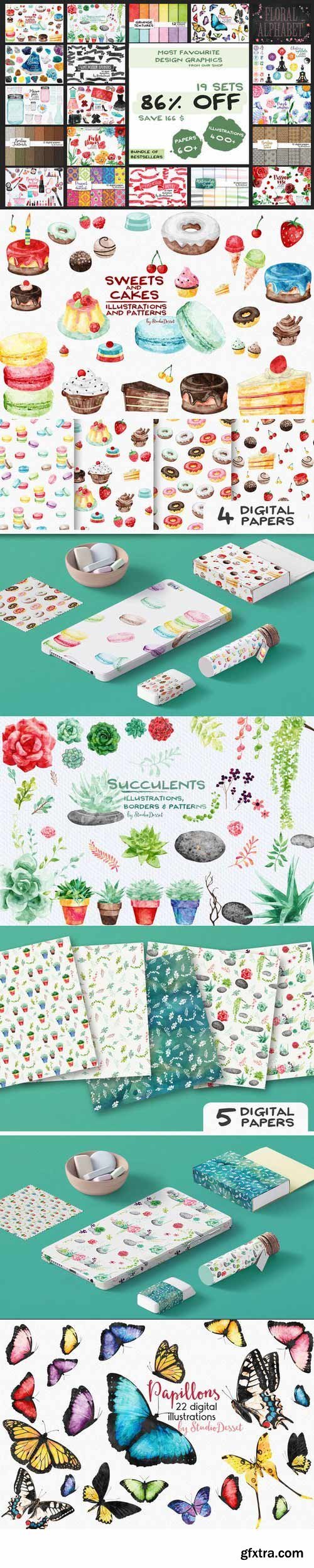 CreativeMarket - 450+ Design Graphics Bundle 698097