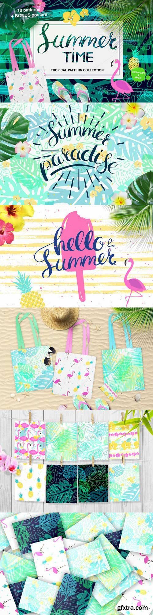 CreativeMarket - Summertime: set of tropical patterns 694036