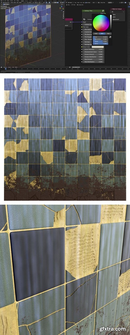 Procedural Material Subway Tiles for Blender