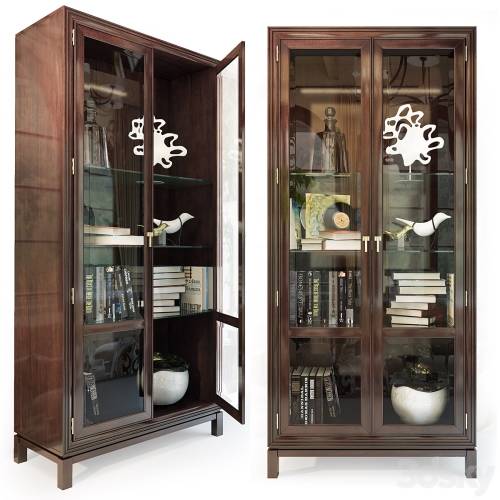 '3dsky Pro - Cabinet / Showcase Jason Glass Door Cabinet .Hickory White'