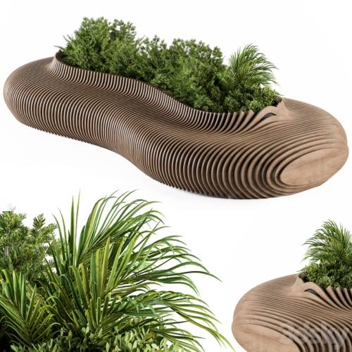'3dsky Pro - Urban Furniture / Parametric Bench with Plants- Set 22'
