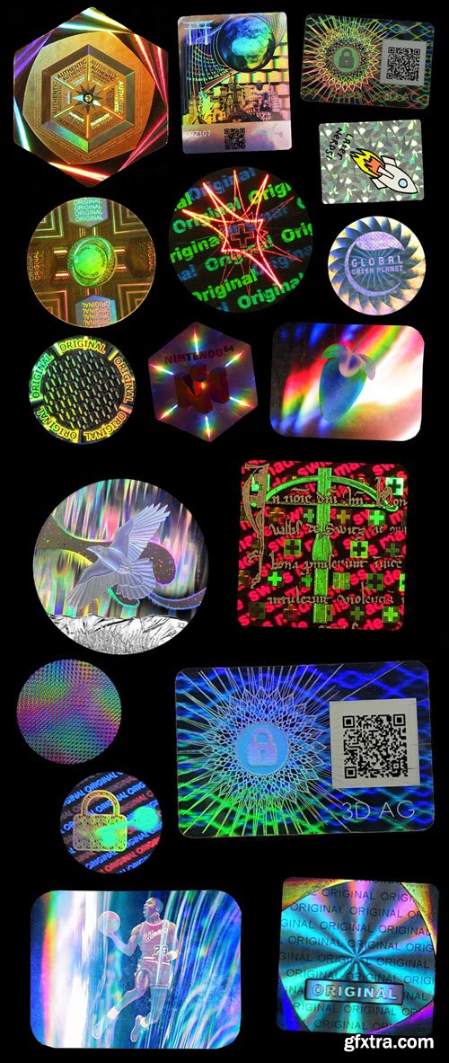 Authentic Hologram Stickers PNG Pack