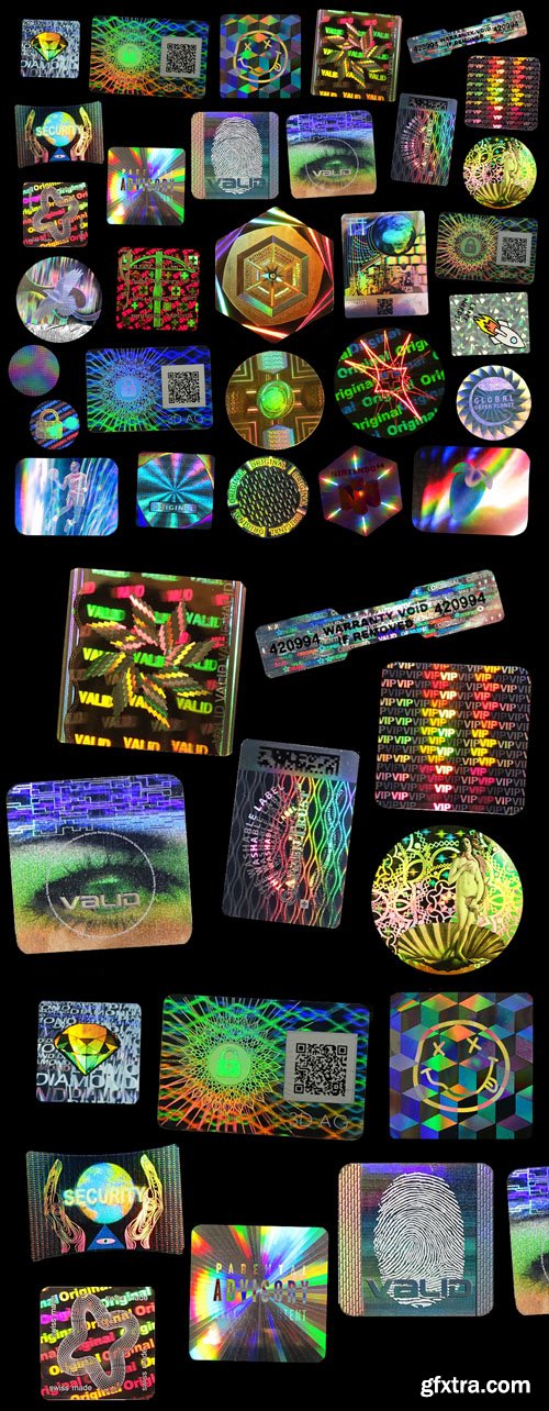Authentic Hologram Stickers PNG Pack