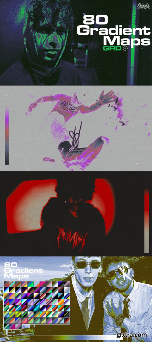 80 Gradient Maps (GRD) for Photoshop