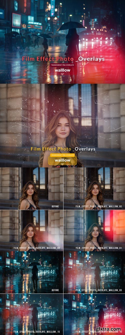 Creativemarket - Film textures png photo overlays