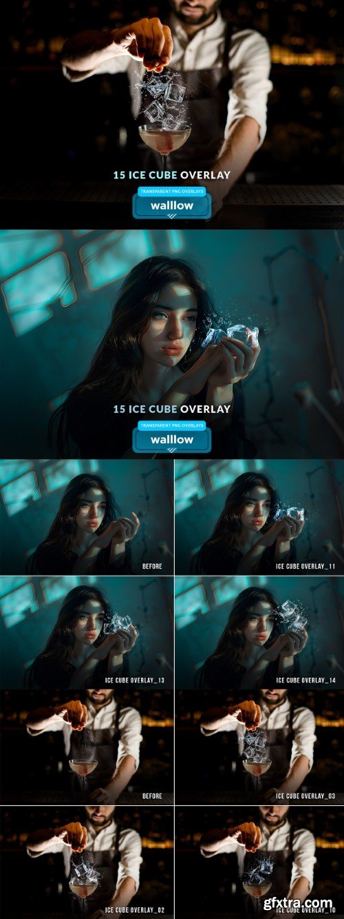 Creativemarket - ice cubes png transparent overlays