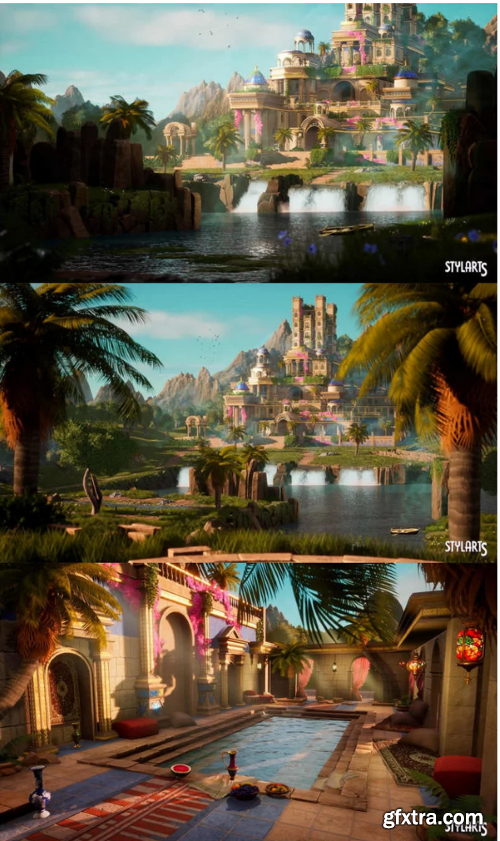 Stylized Paradise Gardens (Paradise Garden Paradise Garden Castle Castle Lake)