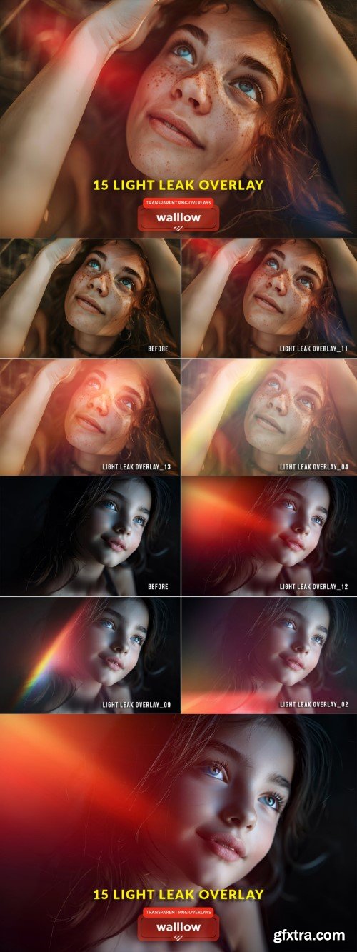 Light leaks transparent PNG photography overlays