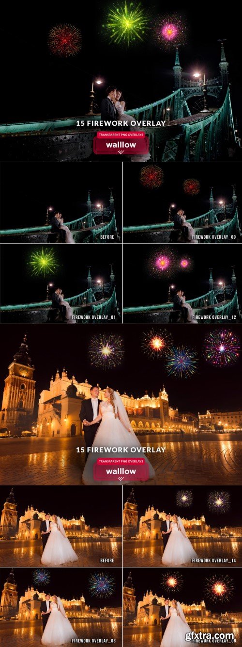 Realistic Fireworks png transparent photo overlays