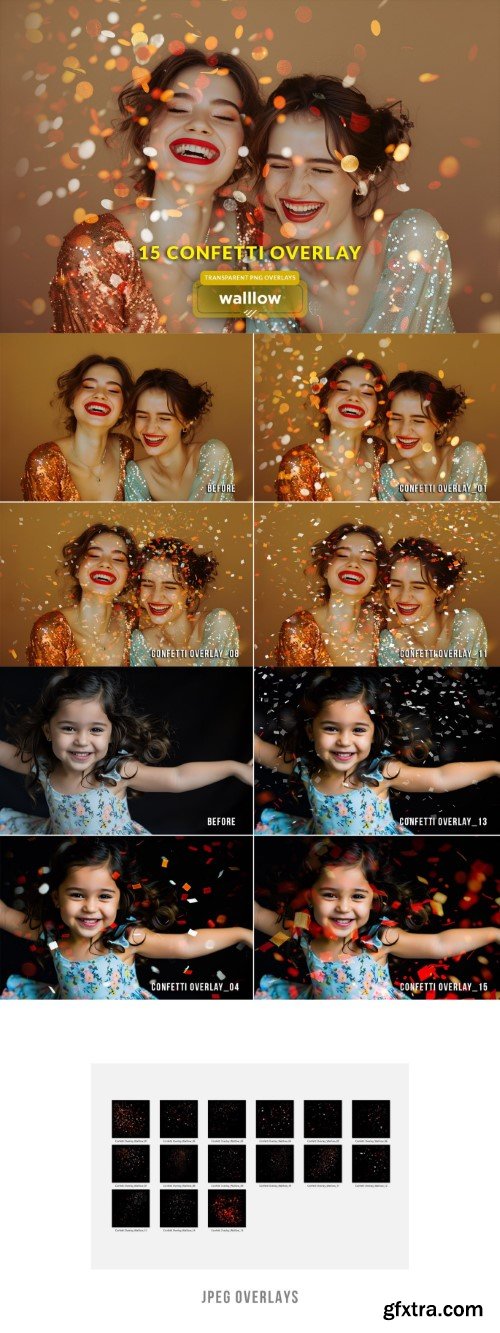 Mixed Confetti Transparent Photoshop Overlays