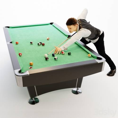 '3dsky Pro - American billiard table, billiard player'