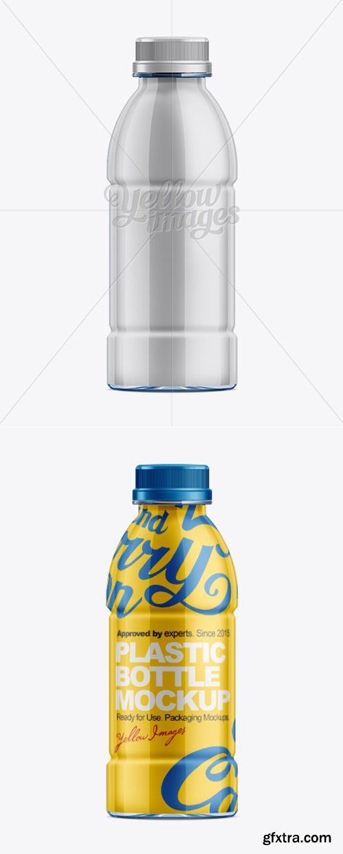 YellowImages - 500ml Clear PET Bottle w/ Shrink Sleeve Label Mockup