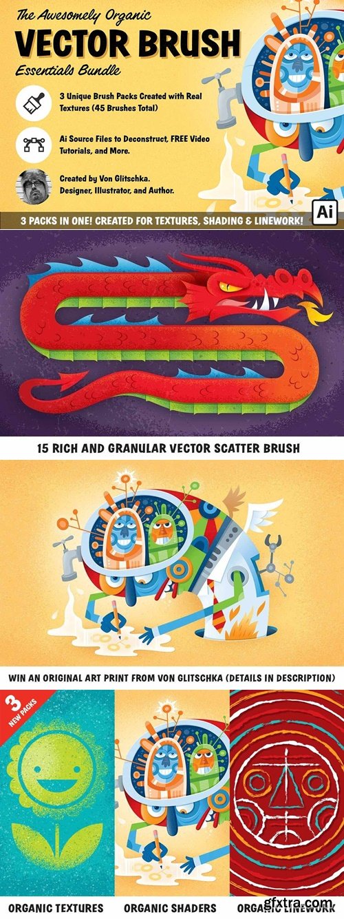 RetroSupply - The Awesomely Organic Vector Brush Essential Bundle for Adobe Illustrator