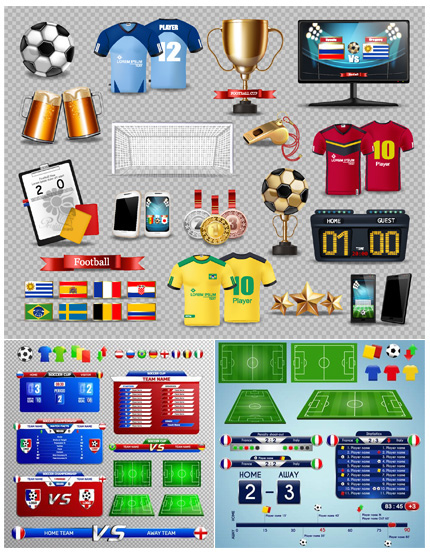 Football Soccer Design Elements 3xEPS