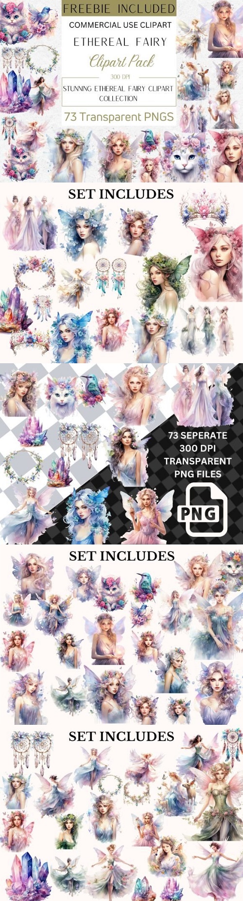 73x Ethereal Fairy Clipart Bundle PNG 74161764