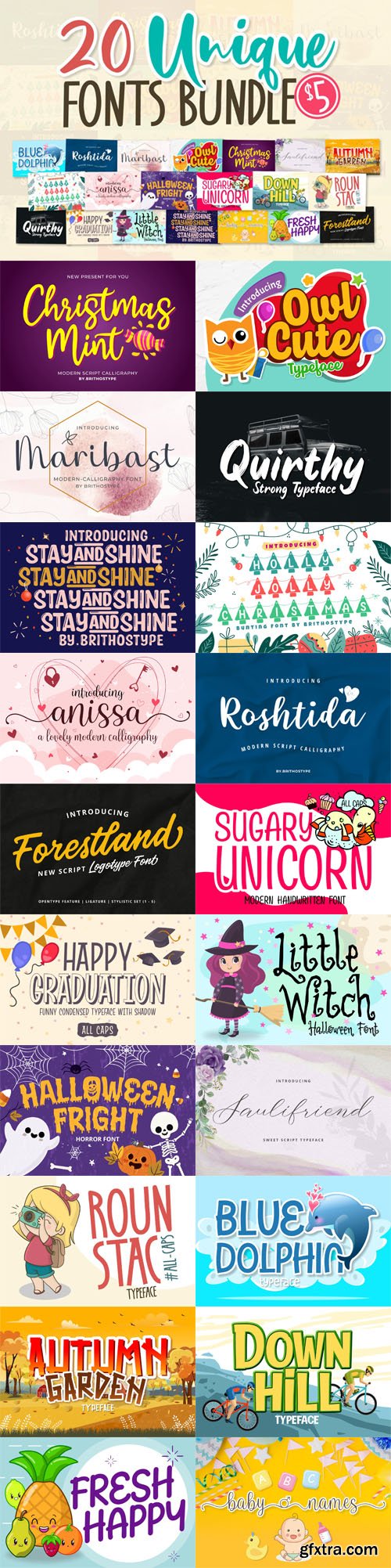 20 Unique Font Bundle - 20 Premium Fonts 20 Unique Font Bundle - 20 Premium Fonts
