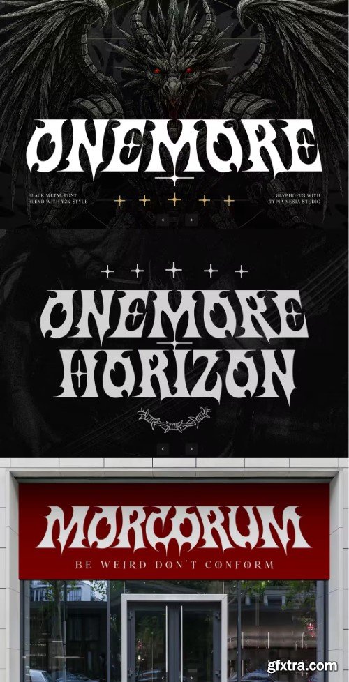 Onemore - Black Metal x Y2K Experimental Font