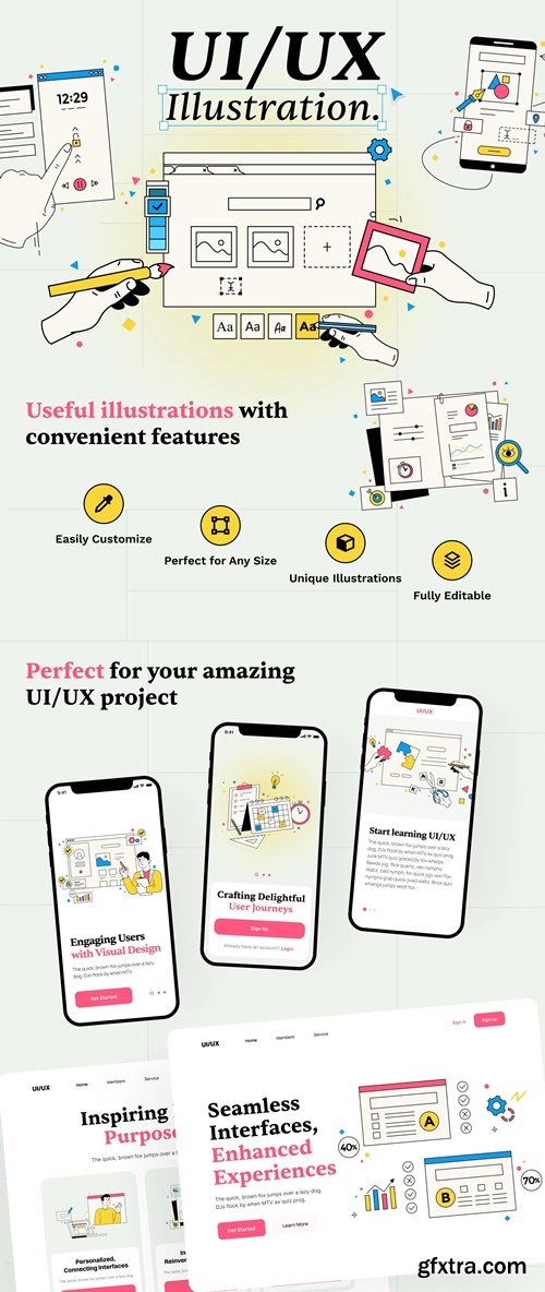 Interfacy - UI/UX Design Illustration Set Ui8.net