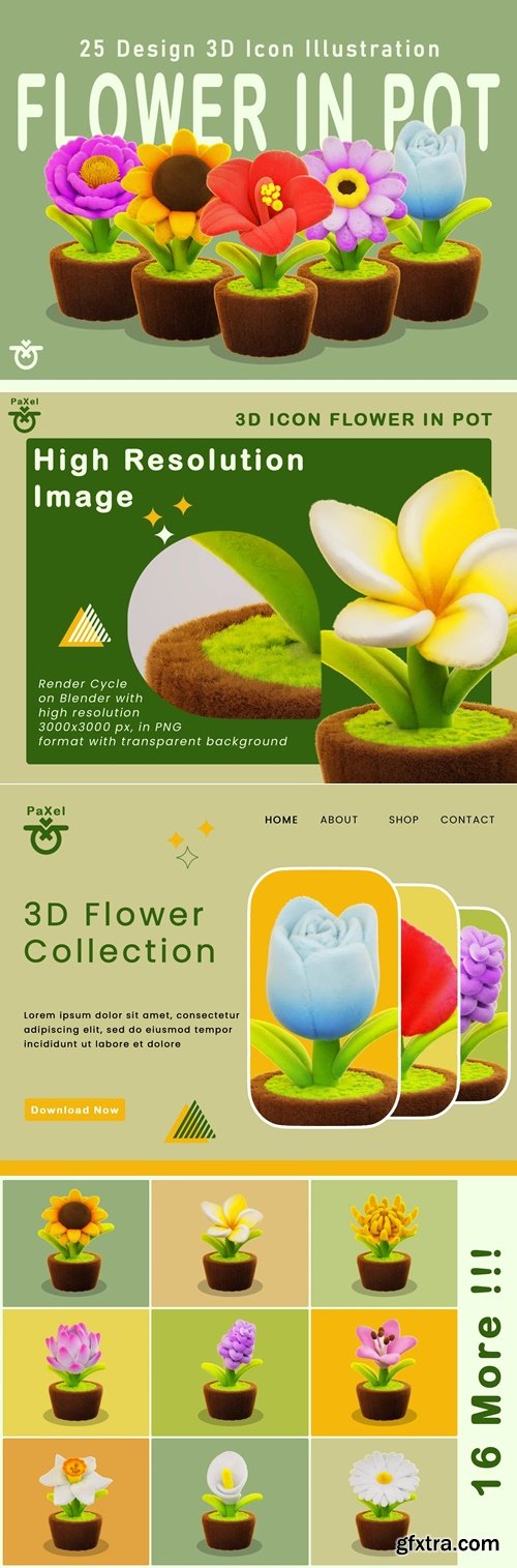 Flower in Pot 3D Assets
