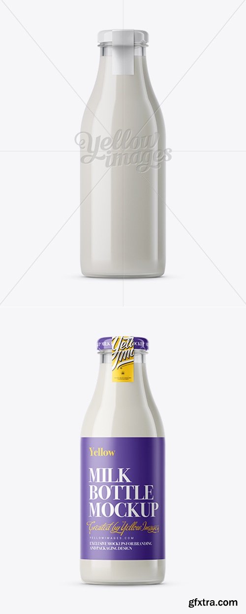YellowImages - Glass Organic Milk Bottle Mockup 11749