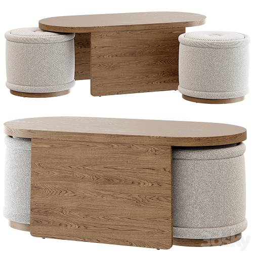 '3dsky Pro - Union Oval Nesting Coffee Table with Stools' '3dsky Pro - Union Oval Nesting Coffee Table with Stools'