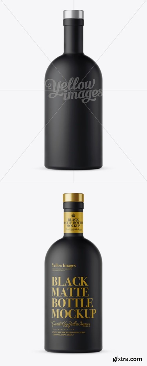 YellowImages - Black Matte Bottle Mockup - Front View 13171