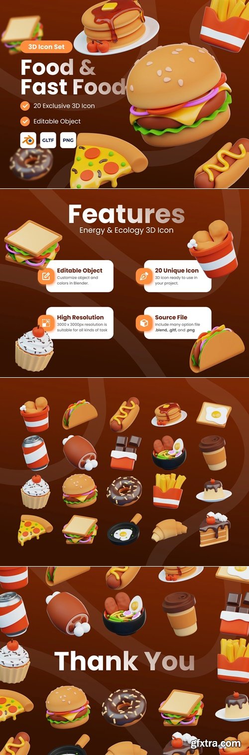 Food & Fast Food 3D Icon Set