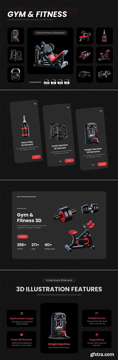 Gym Equipment 3D Icon