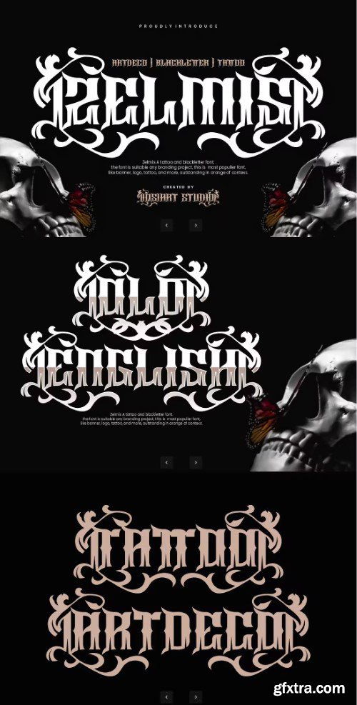 Zelmis - Tattoo & Artdeco Font